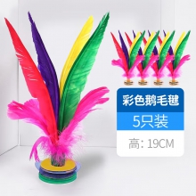毽子大号鹅毛羽毛彩色比赛毽球牛筋底花键儿童毽子5个/组